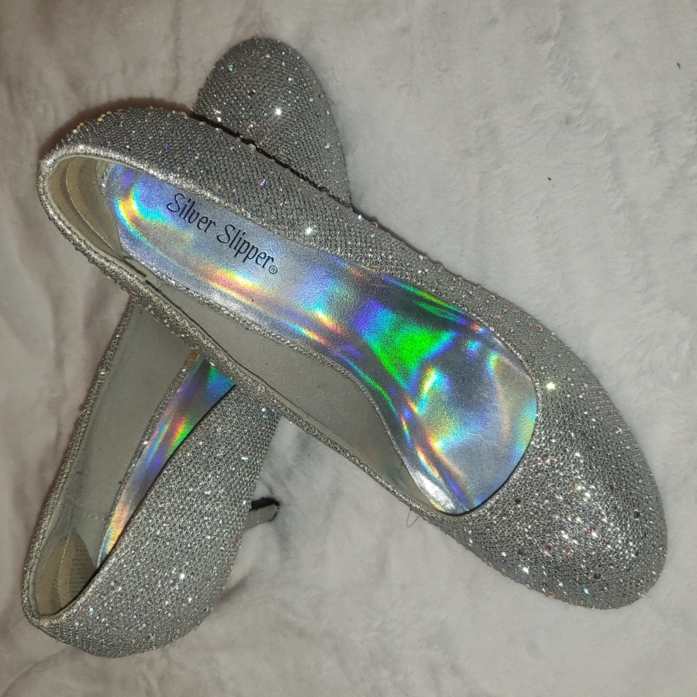 Silver Slipper Heels